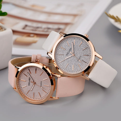 2019 Top Brand High Quality Fashion Womens Ladies Simple Watches Geneva Faux Leather Analog Quartz Wrist Watch clock saat Gift Q