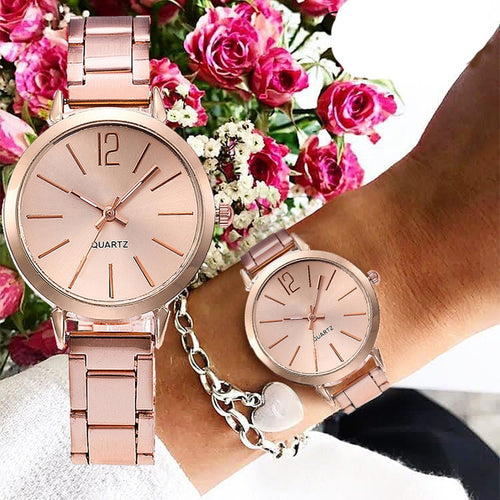 2019 New Stainless Steel Belt Women Watch Classic Minimalist Rose Gold Clock Alloy Analog Ladies Quartz Wrist Watches Relogio 4